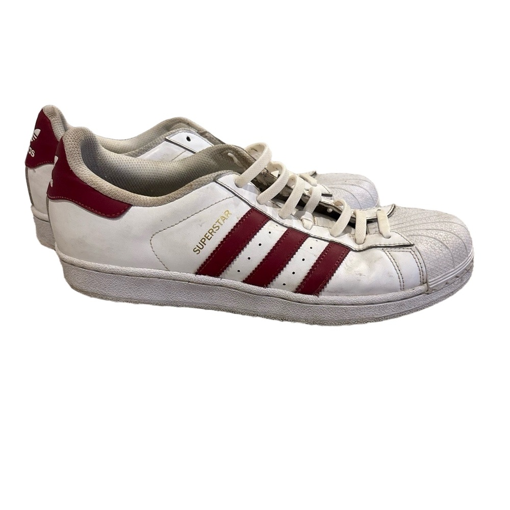 Adidas Mens US 10 Sneaker White Superstar Red Stripes Shell Toe Retro Need Laces